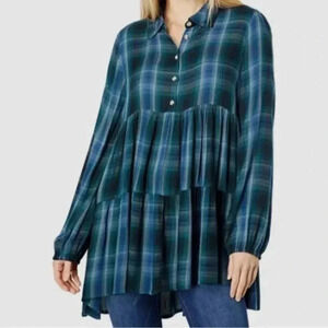 Lucky brand collared plaid tunic Medium